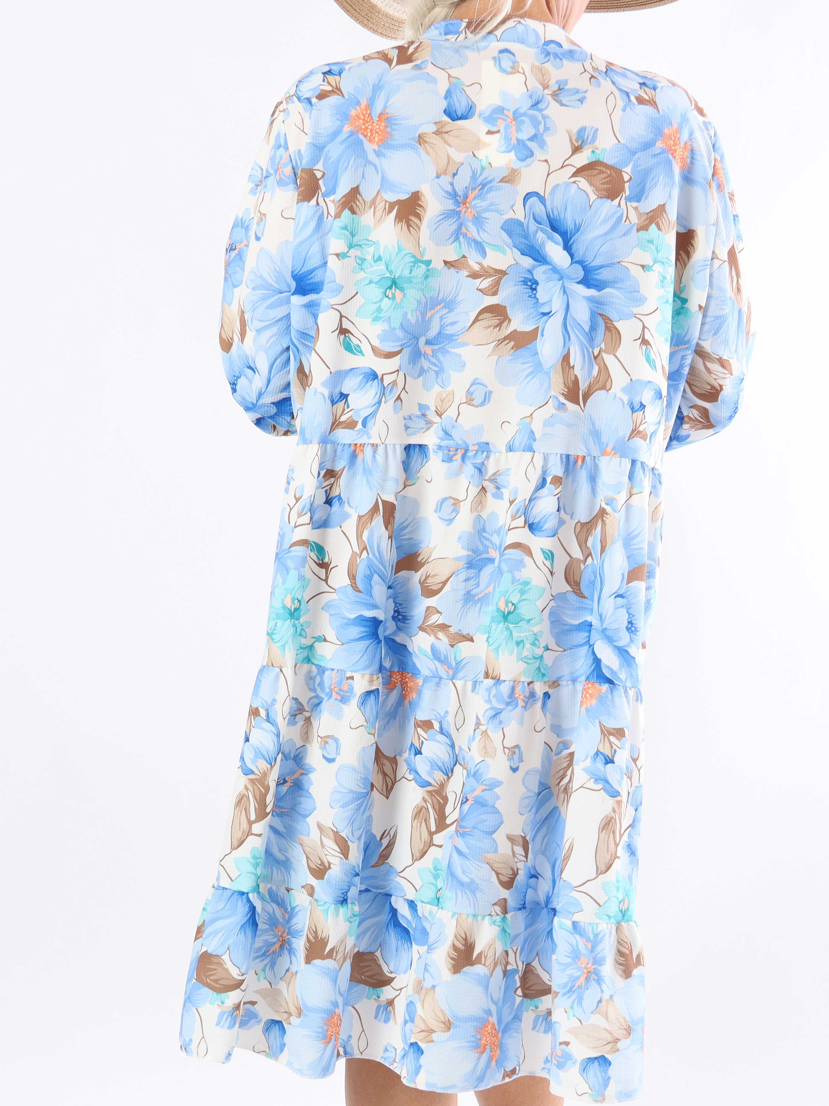 Flower Dress - Sød blomstret plus size kjole med lag på lag look